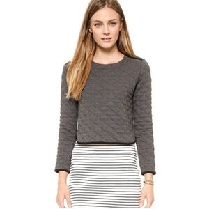 Madewell Soho Diamond Quilted Zip-Shoulder Sweater Size Small